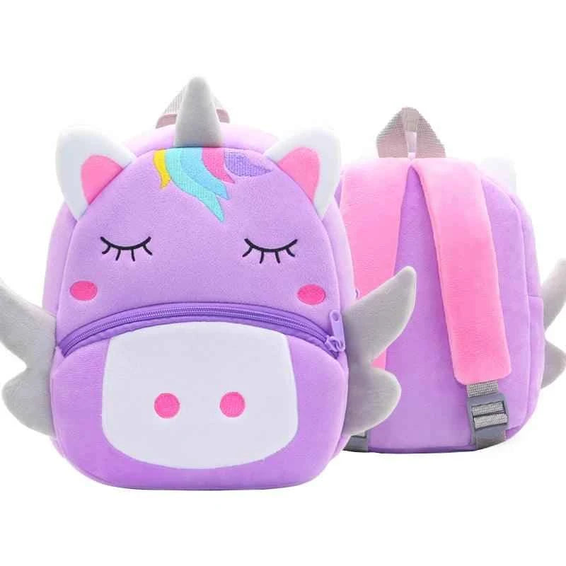 Cartoon Plush Backpack - Purple Unicorn