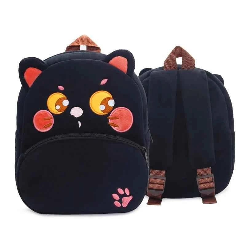 Cartoon Plush Backpack -  Black Cat